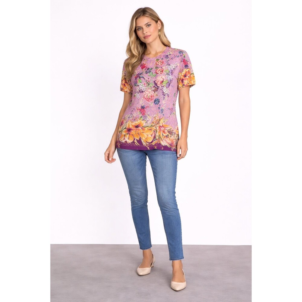 JOHNNY WAS Floral Top Blouse MEDIUM Pink Boho Bamboo Made Women's T15422-5 - Picture 8 of 10
